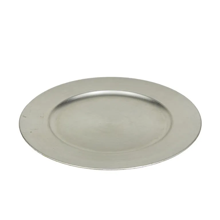 1 PIECE SILVER MELAMINE CHARGER,