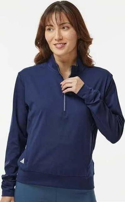 Adidas A1002 Women's Ultimate365 Textured Quarter-Zip Pullover - Collegiate Navy