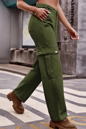 ADJUSTABLE WAIST LONG CARGO PANTS