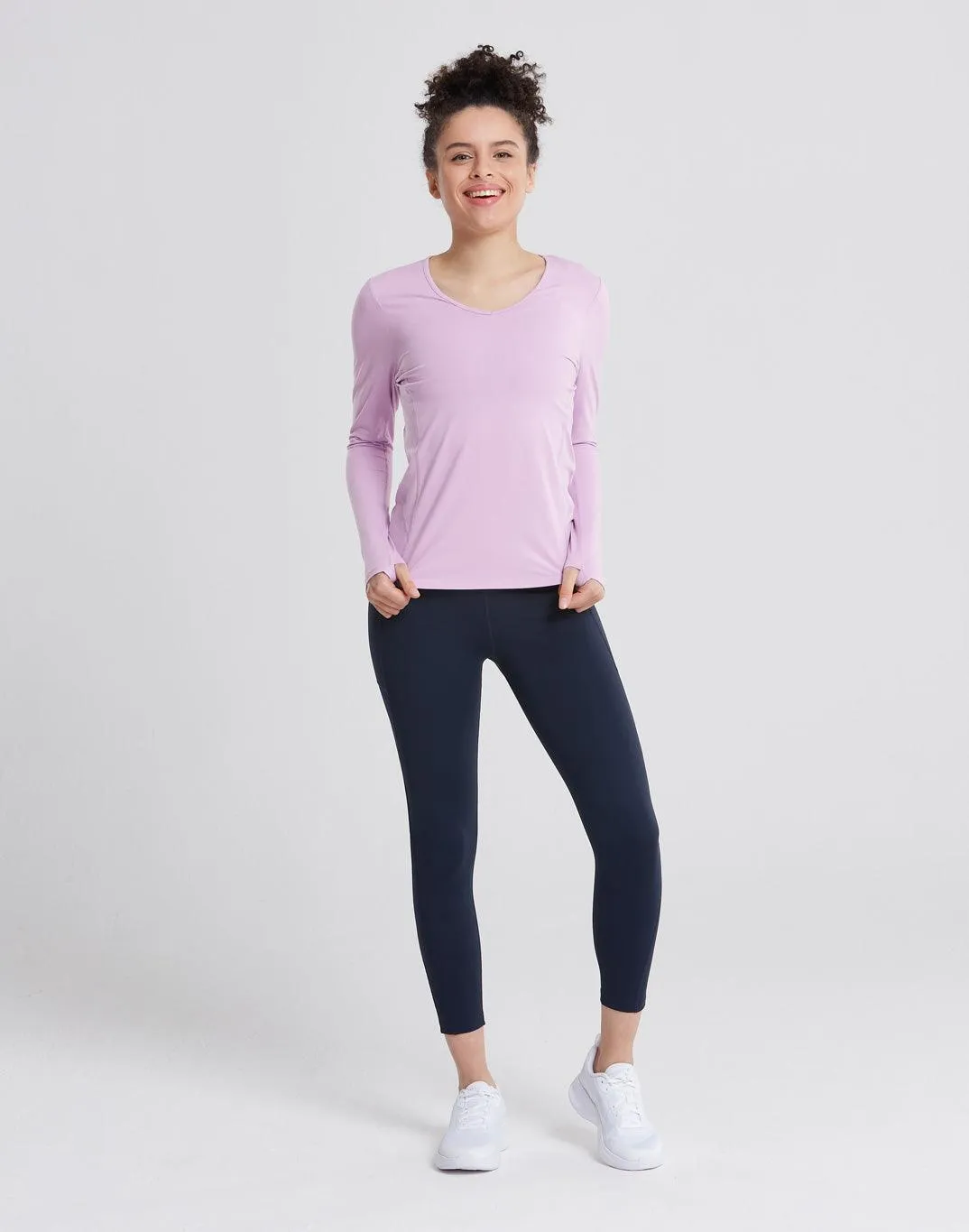 Advantage V-Neck Long Sleeve Tee in Orchid