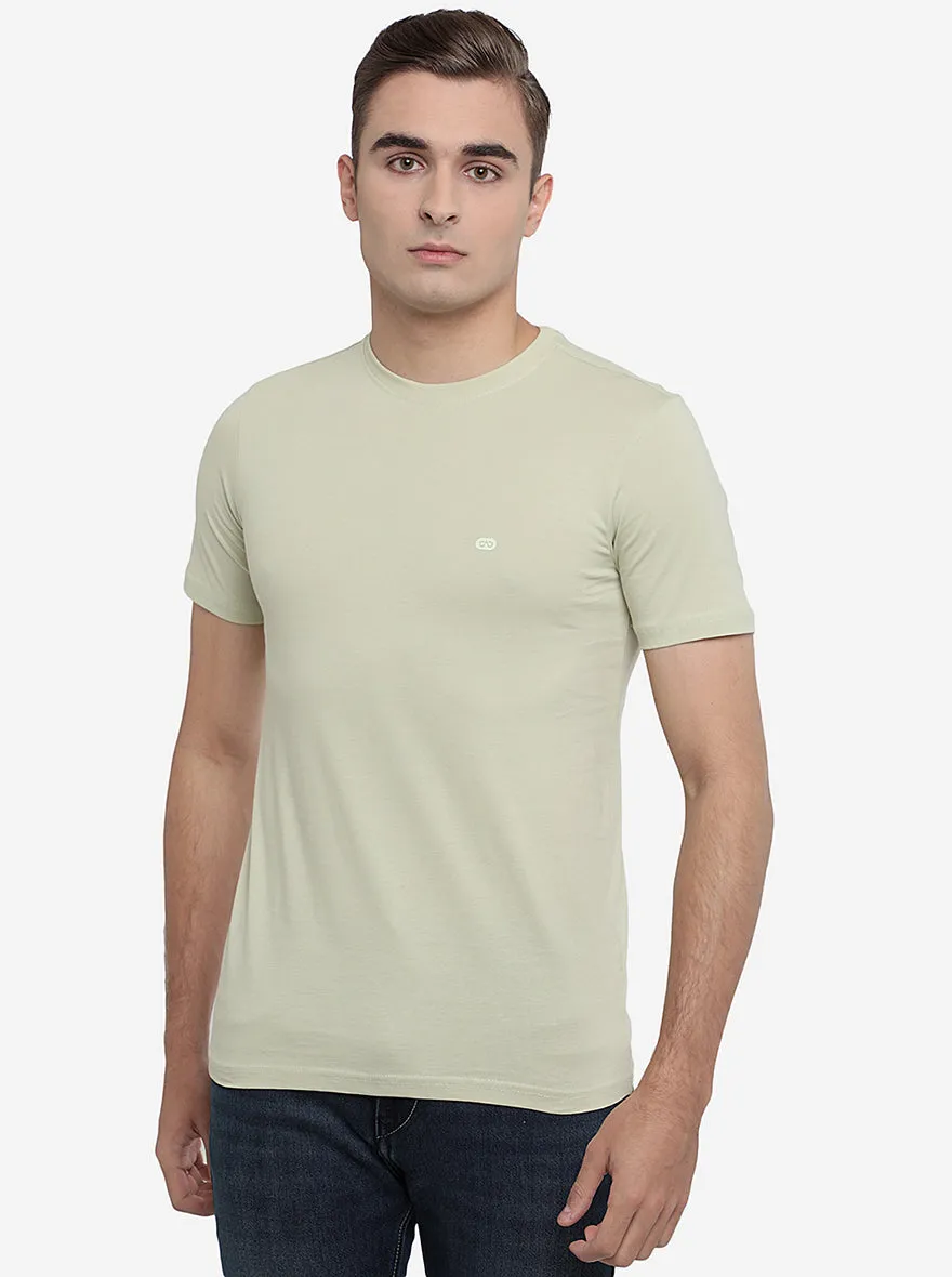 Aloe Wash Green Solid Slim Fit T-Shirt | JadeBlue