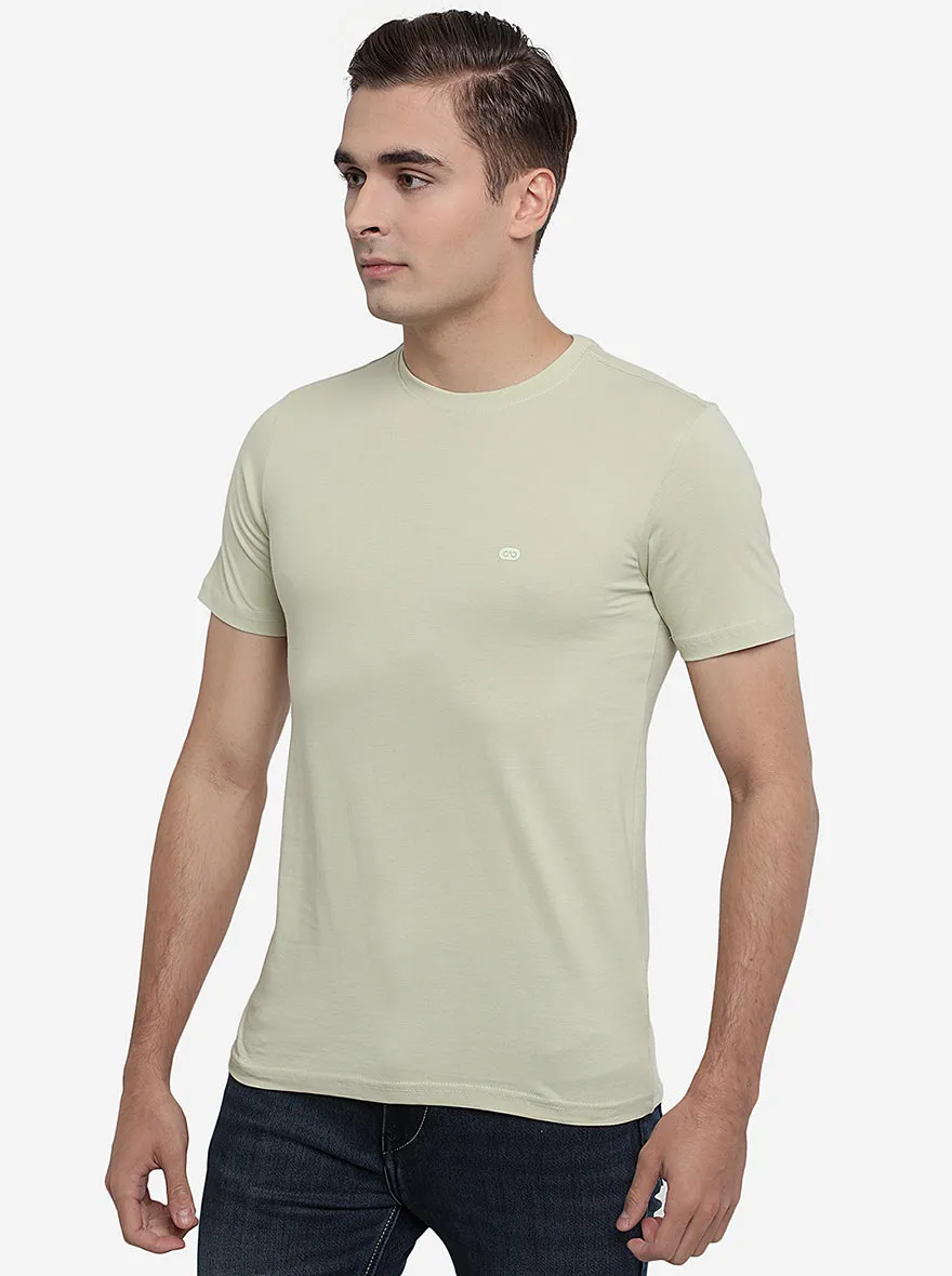 Aloe Wash Green Solid Slim Fit T-Shirt | JadeBlue