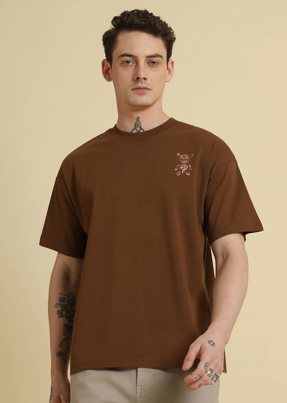 Bearsy Paisley Brown Oversized T-shirt