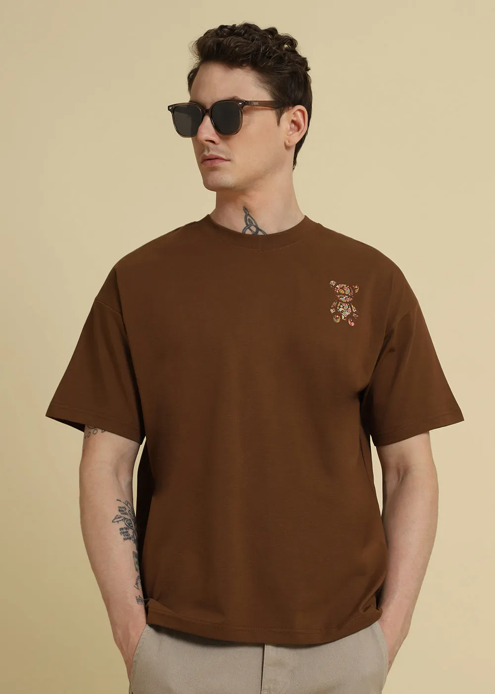 Bearsy Paisley Brown Oversized T-shirt