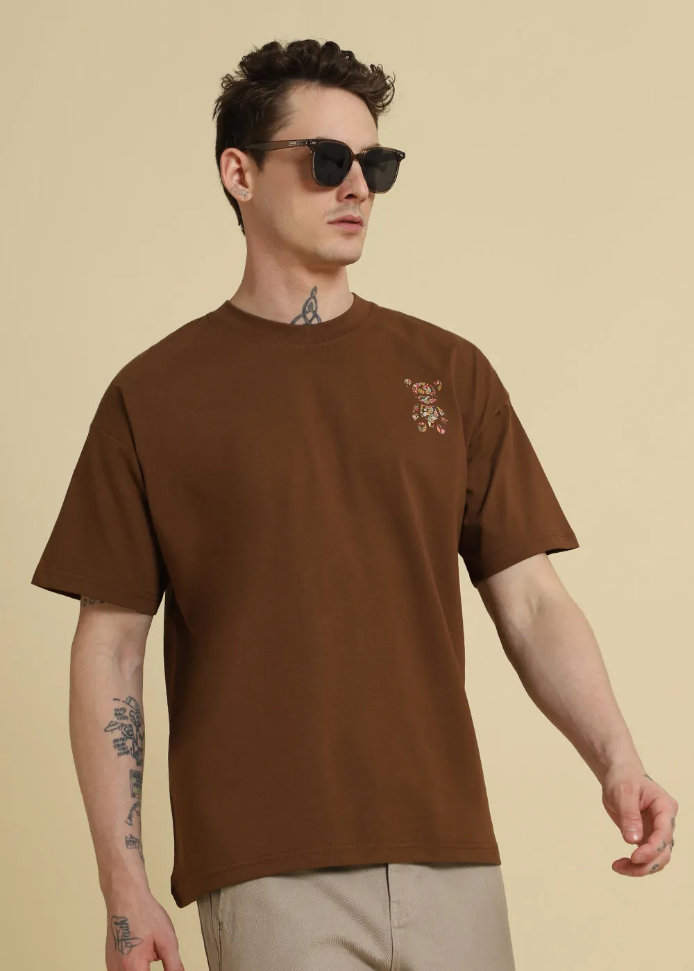 Bearsy Paisley Brown Oversized T-shirt