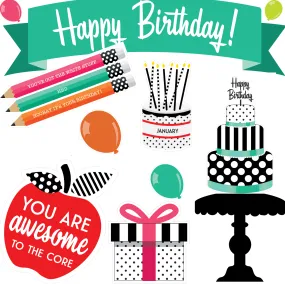 Birthday Bulletin Board Set | Black, White & Stylish Brights | UPRINT | Schoolgirl Style