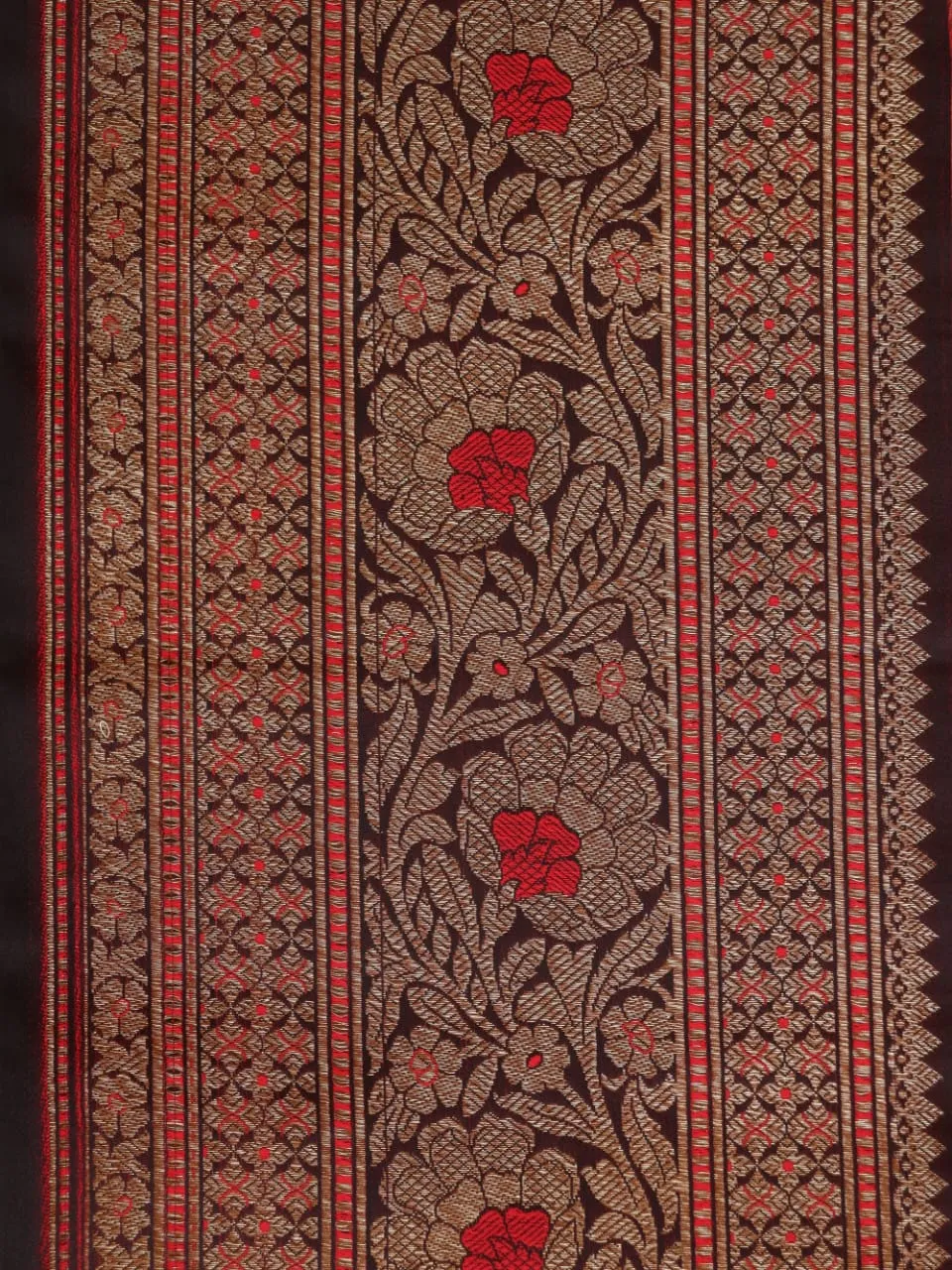 Black And Red Banarasi Silk Lace(1 Mtr )