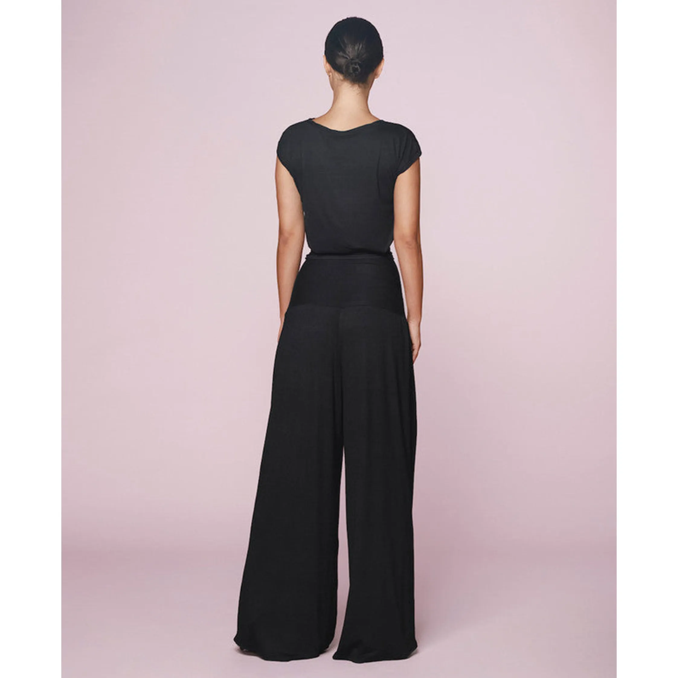 Black Modal Jersey High Waist Pants