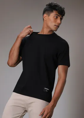 Black Ribbed Regular Fit T-shirt