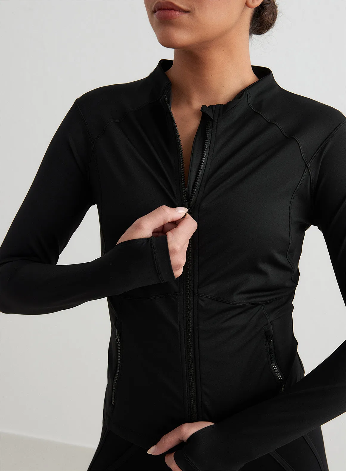 Black Sculpting Zip Jacket