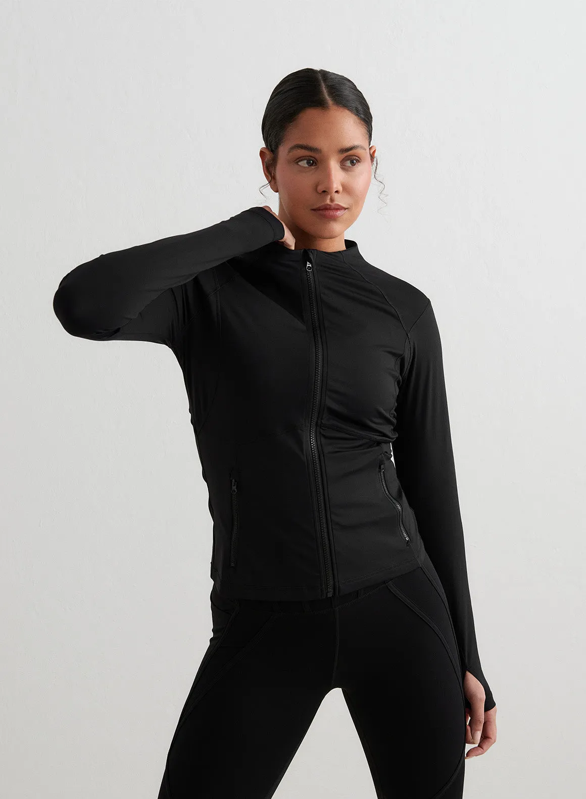 Black Sculpting Zip Jacket