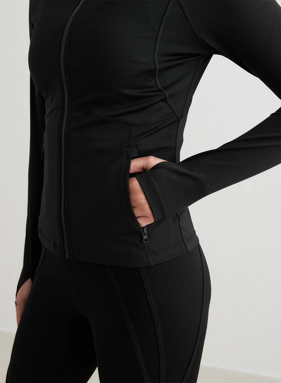 Black Sculpting Zip Jacket