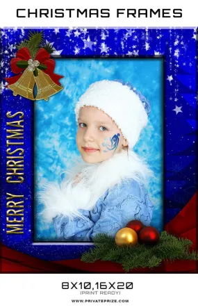 Blue Christmas Frame Digital Backdrop