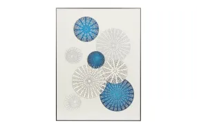 BLUE COTTON CONTEMPORARY RADIAL CIRCLES FRAMED WALL ART