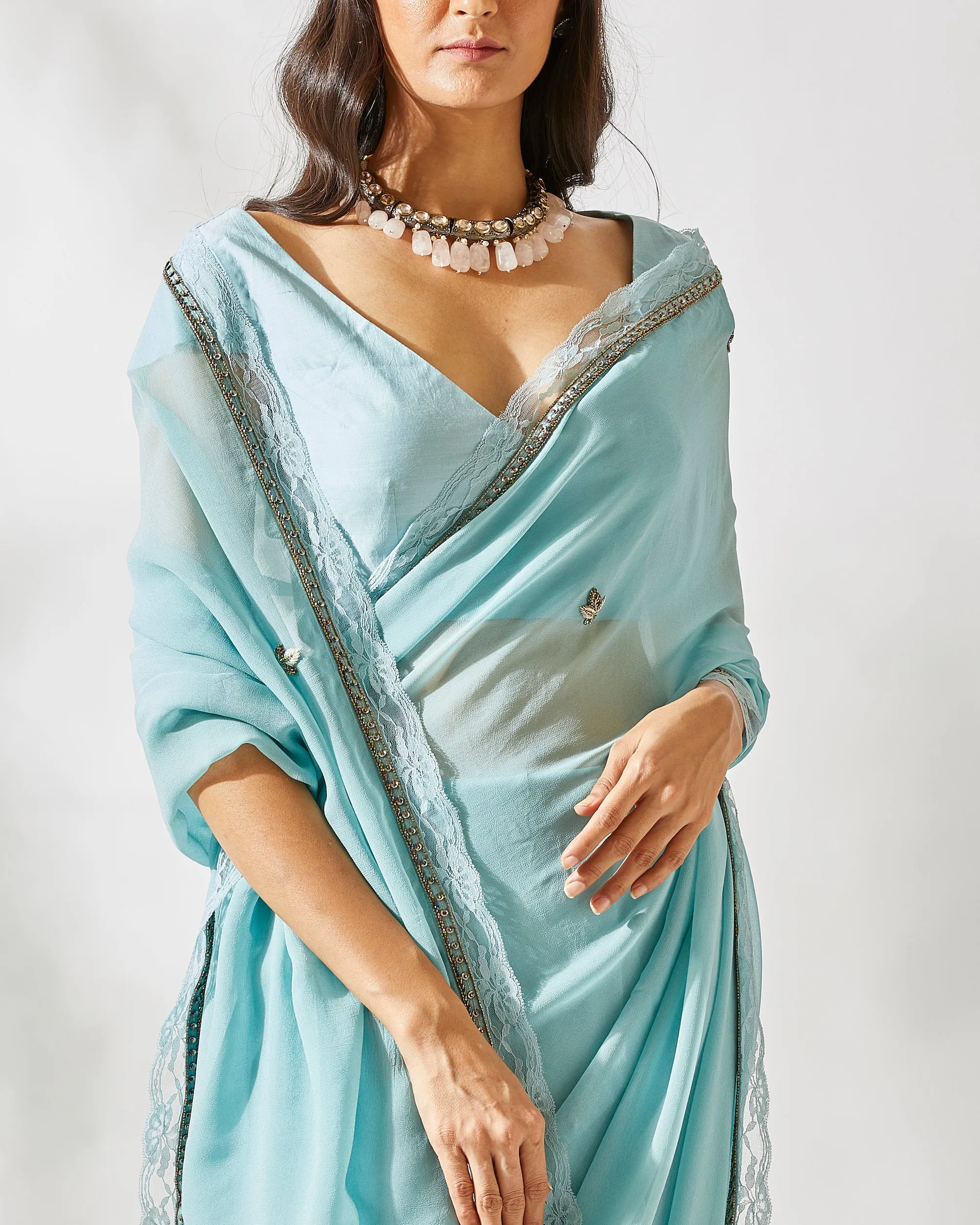 BLUE DAISY ZARDOZI BUTA SAREE