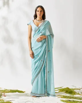 BLUE DAISY ZARDOZI BUTA SAREE