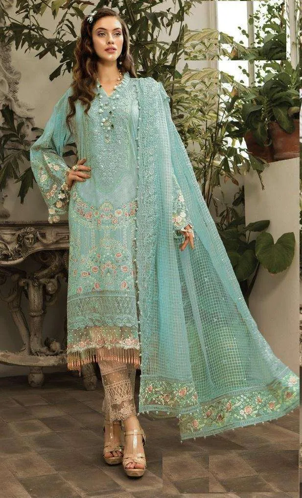 Blue Mariya B Lawn Cotton Designer Pakistani Wear