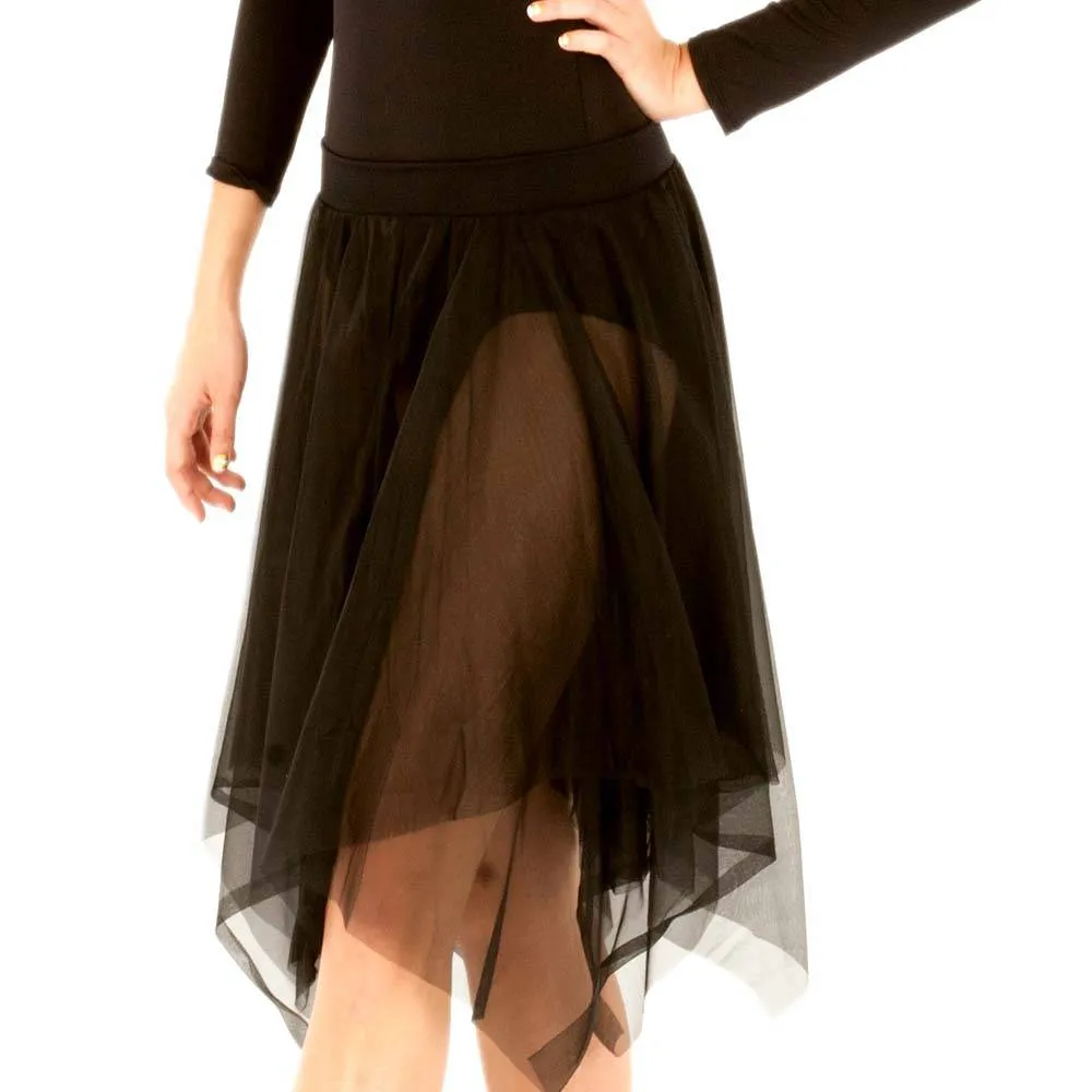 Body Wrappers Uneven Hem Double Layer Chiffon Skirt