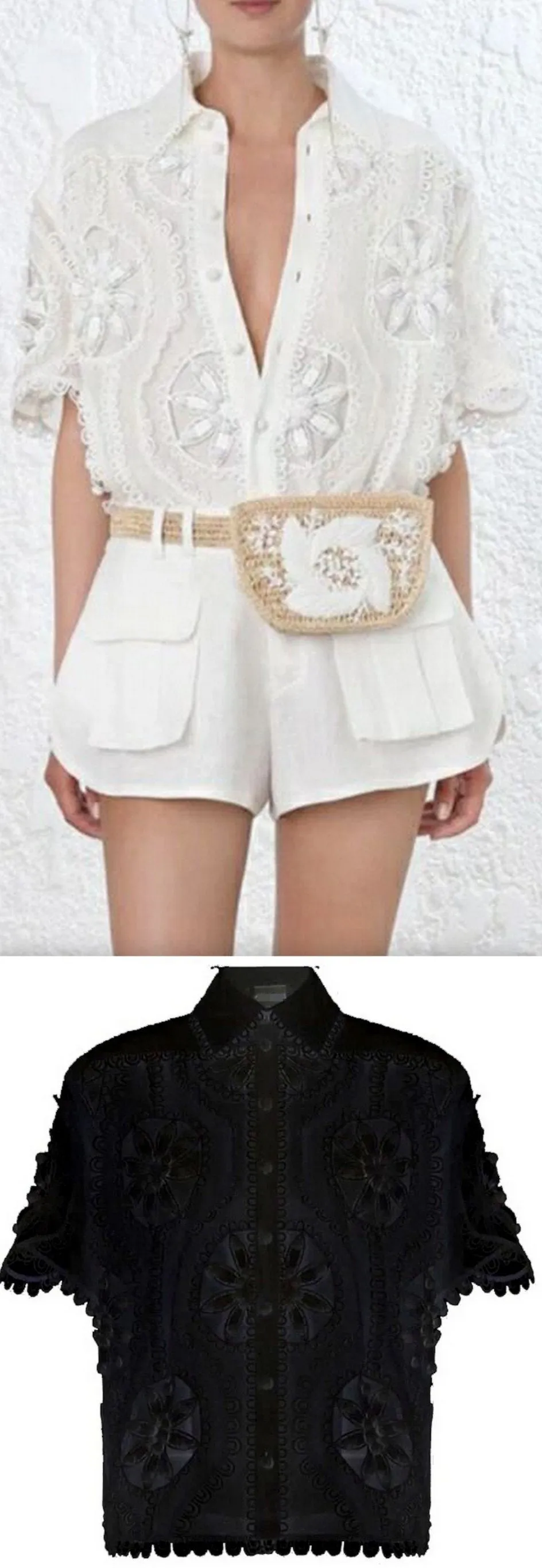 'Breeze' Doily Shirt - White or Black