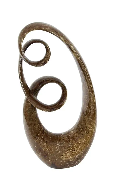 BROWN POLYSTONE ABSTRACT SWIRL SCULPTURE