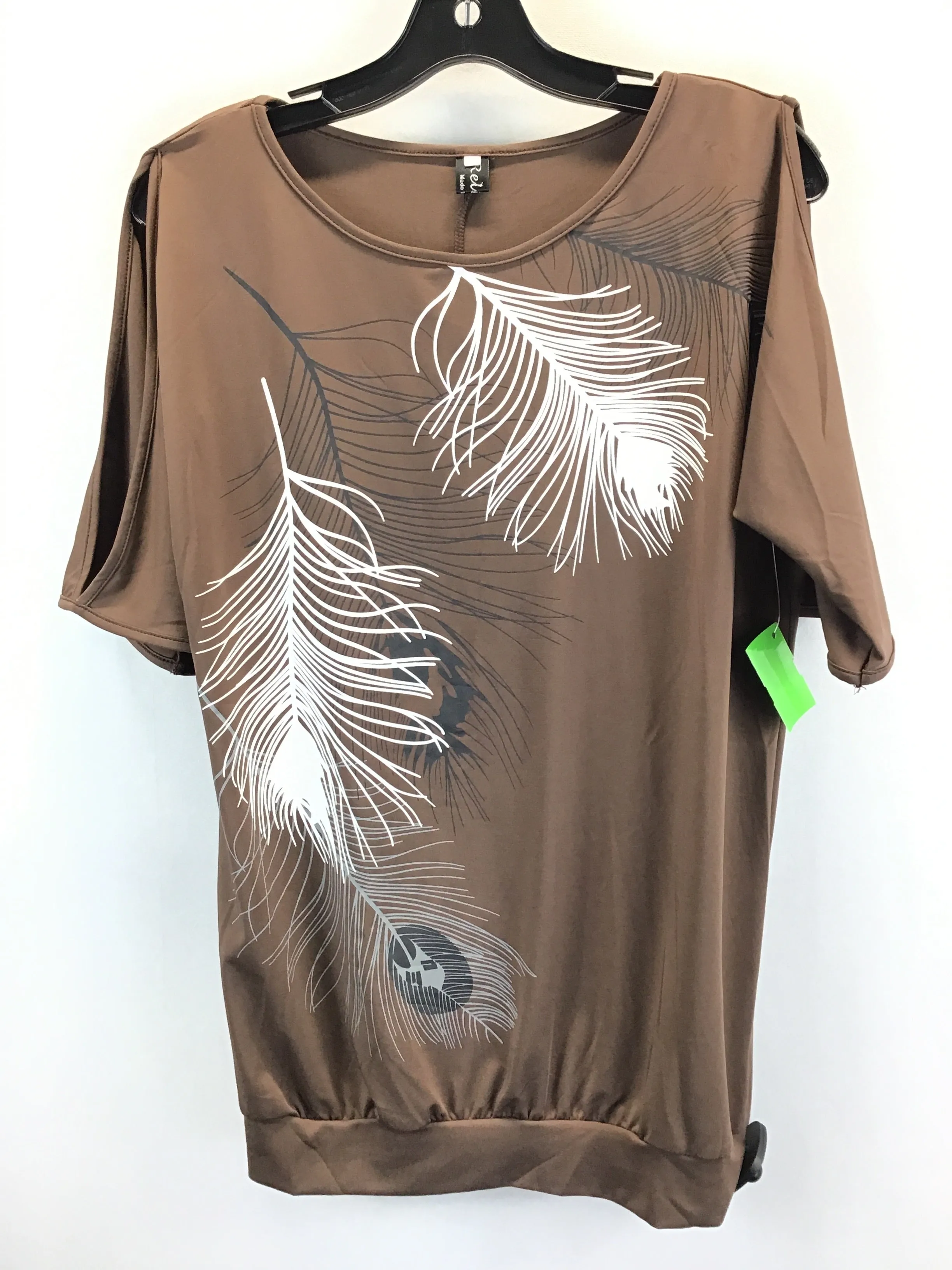 Brown Top Short Sleeve Clothes Mentor, Size S