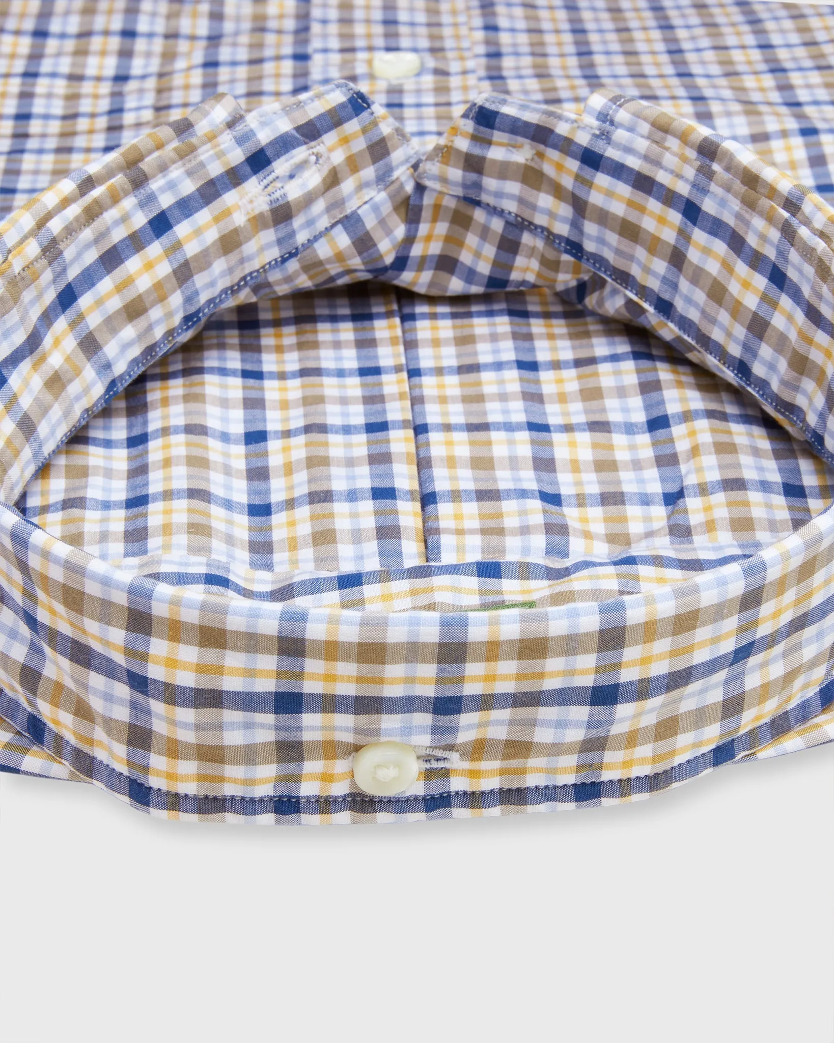 Button-Down Sport Shirt in Blue/Scotch Check Poplin