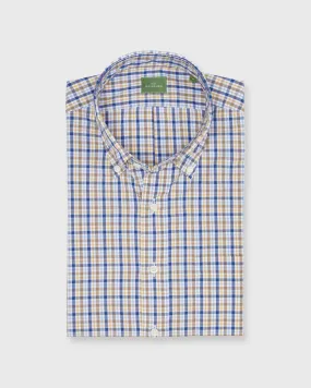 Button-Down Sport Shirt in Blue/Scotch Check Poplin