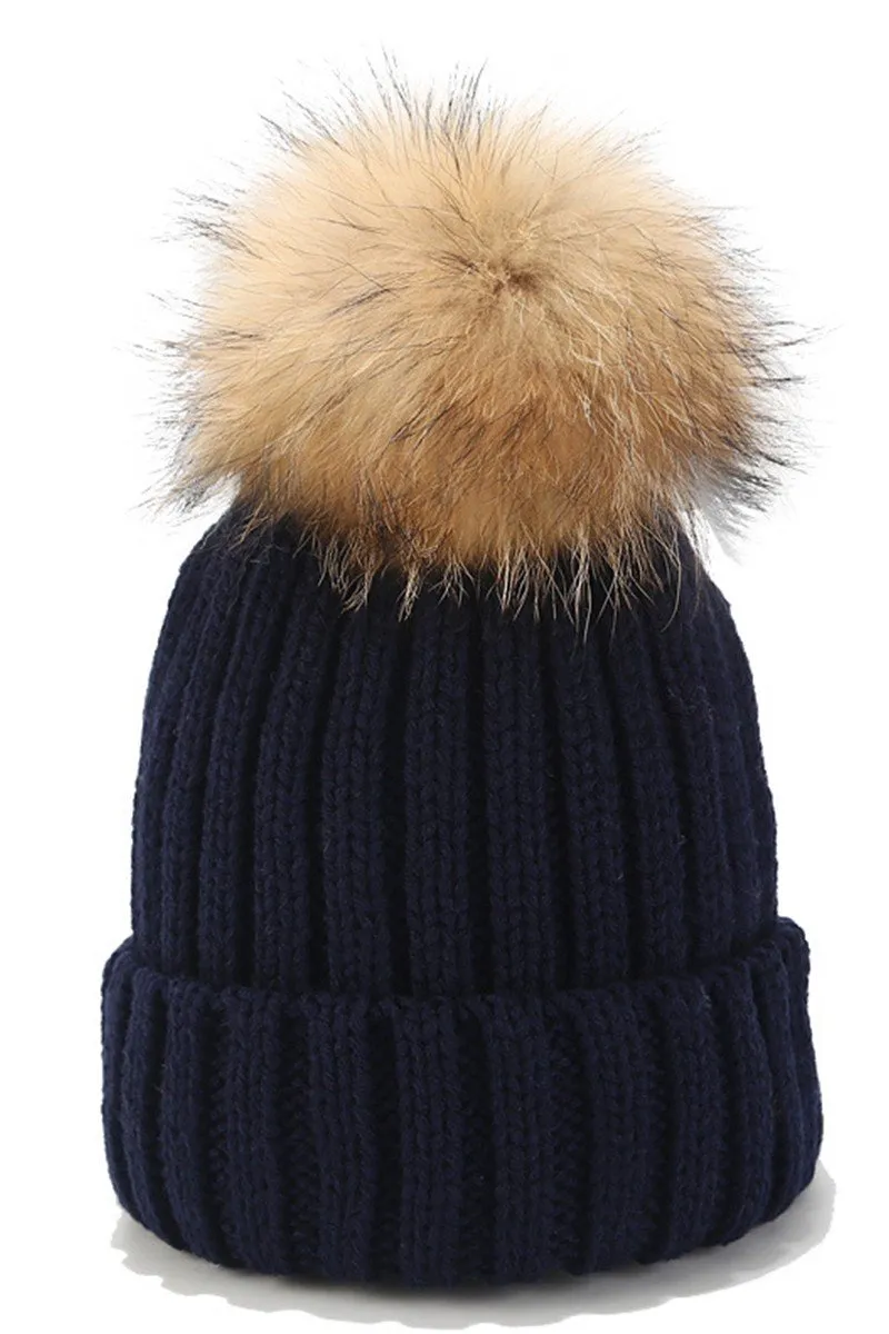 CABLE KNIT POMPOM WARM WINTER BEANIE HAT