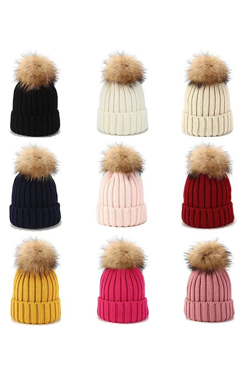 CABLE KNIT POMPOM WARM WINTER BEANIE HAT