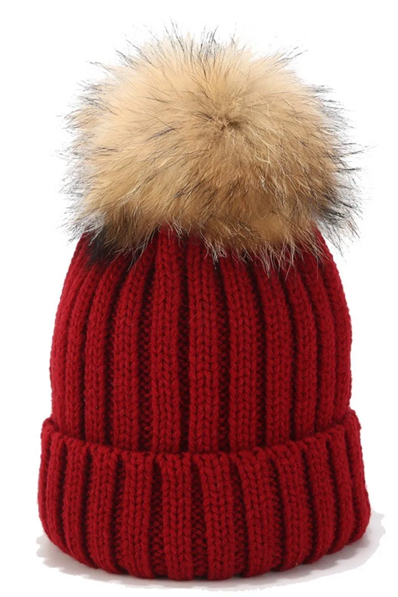 CABLE KNIT POMPOM WARM WINTER BEANIE HAT