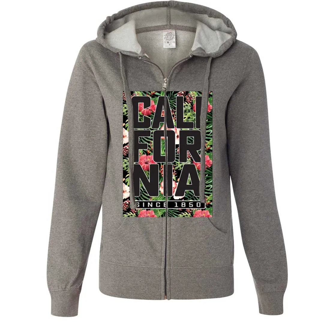 California Republic 1850 Floral Ladies Zip-Up Hoodie