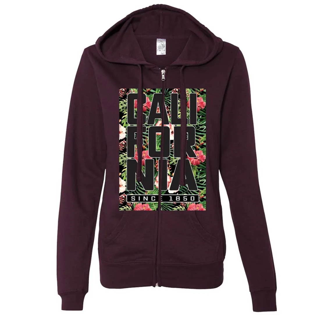 California Republic 1850 Floral Ladies Zip-Up Hoodie