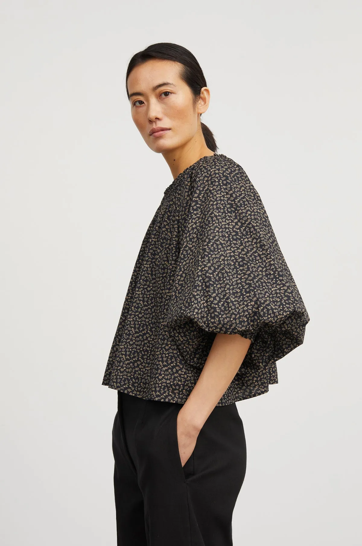 Carla Blouse Eline Print Black/Beige