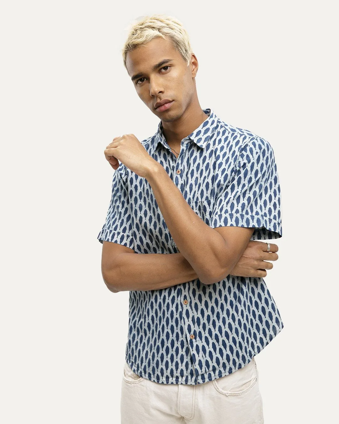 Champaran Indigo Short Sleeve Button Down