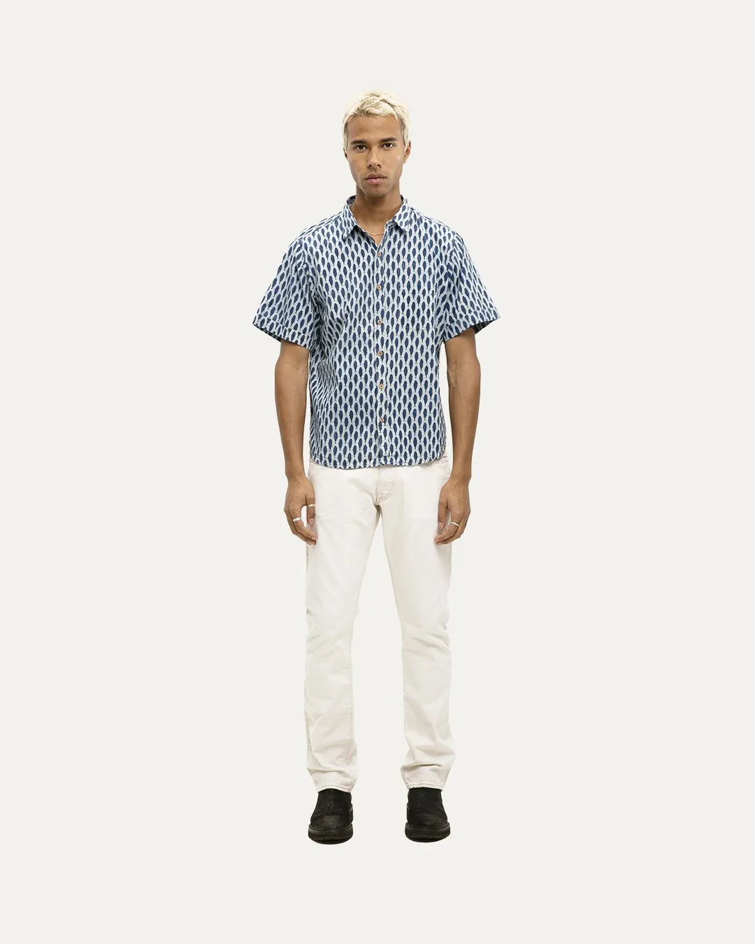 Champaran Indigo Short Sleeve Button Down