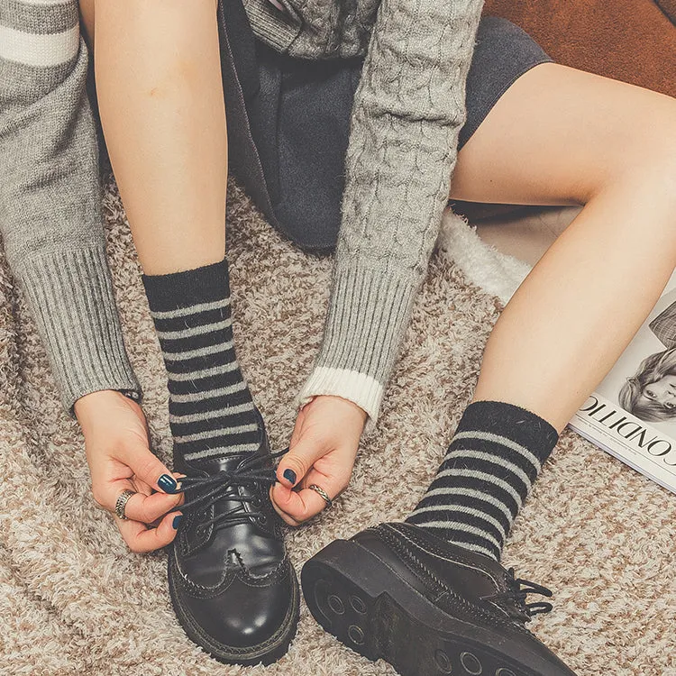 Cozy and Warm | Wool Socks | Black Stripes