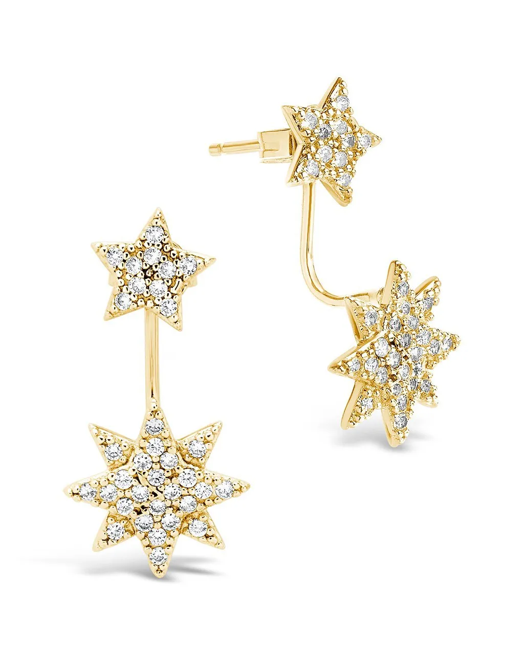 CZ Starburst Jacket Earrings