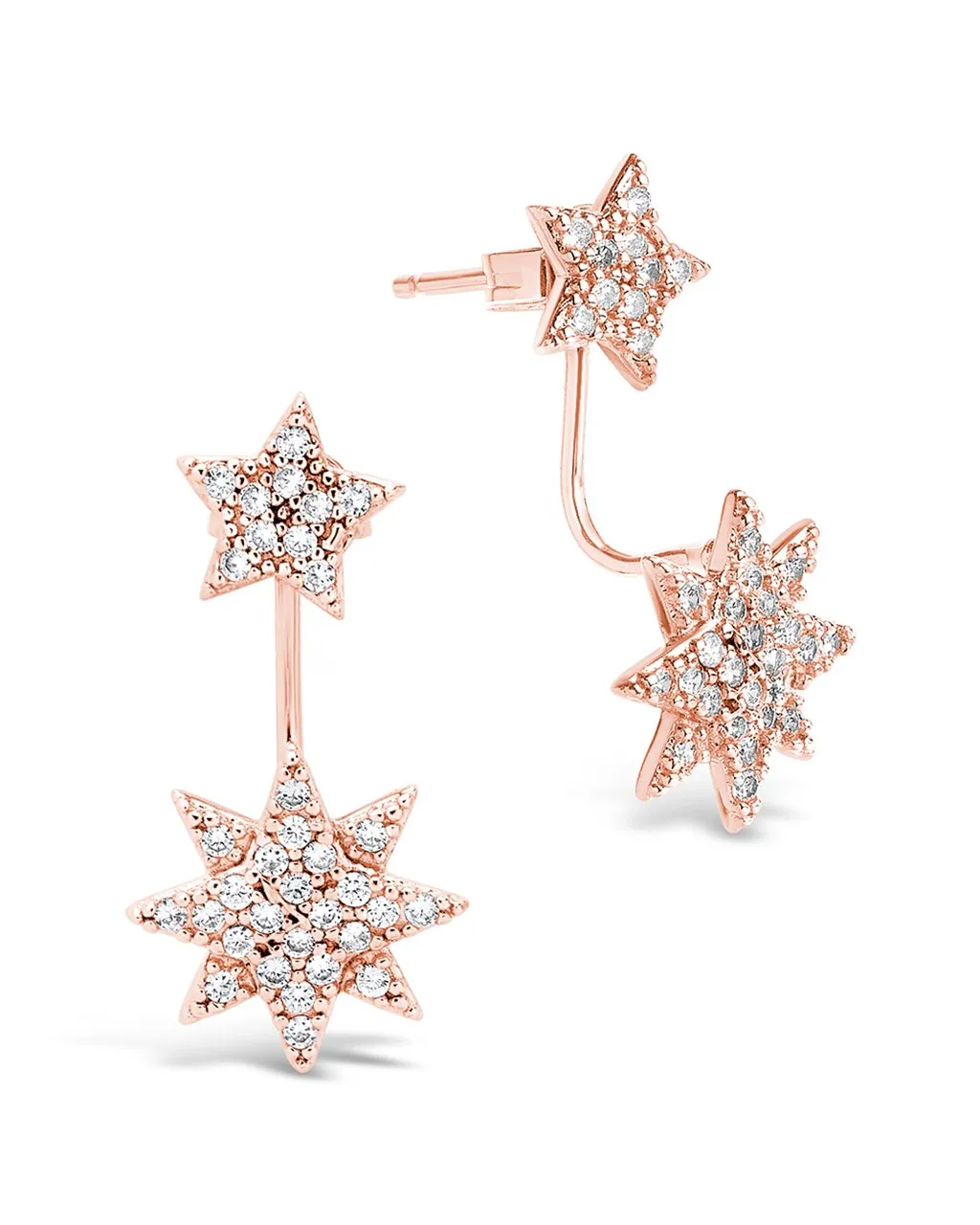 CZ Starburst Jacket Earrings