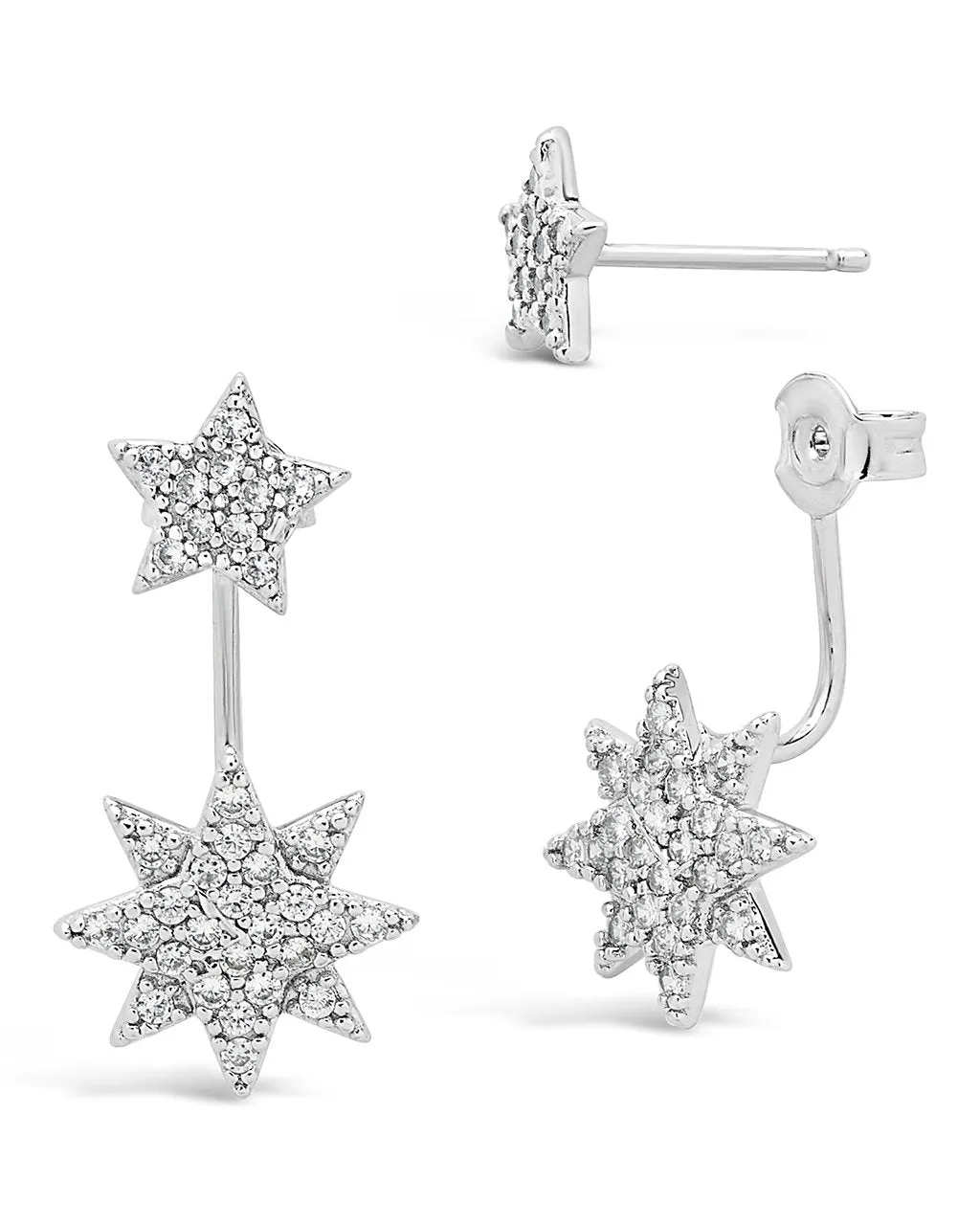 CZ Starburst Jacket Earrings