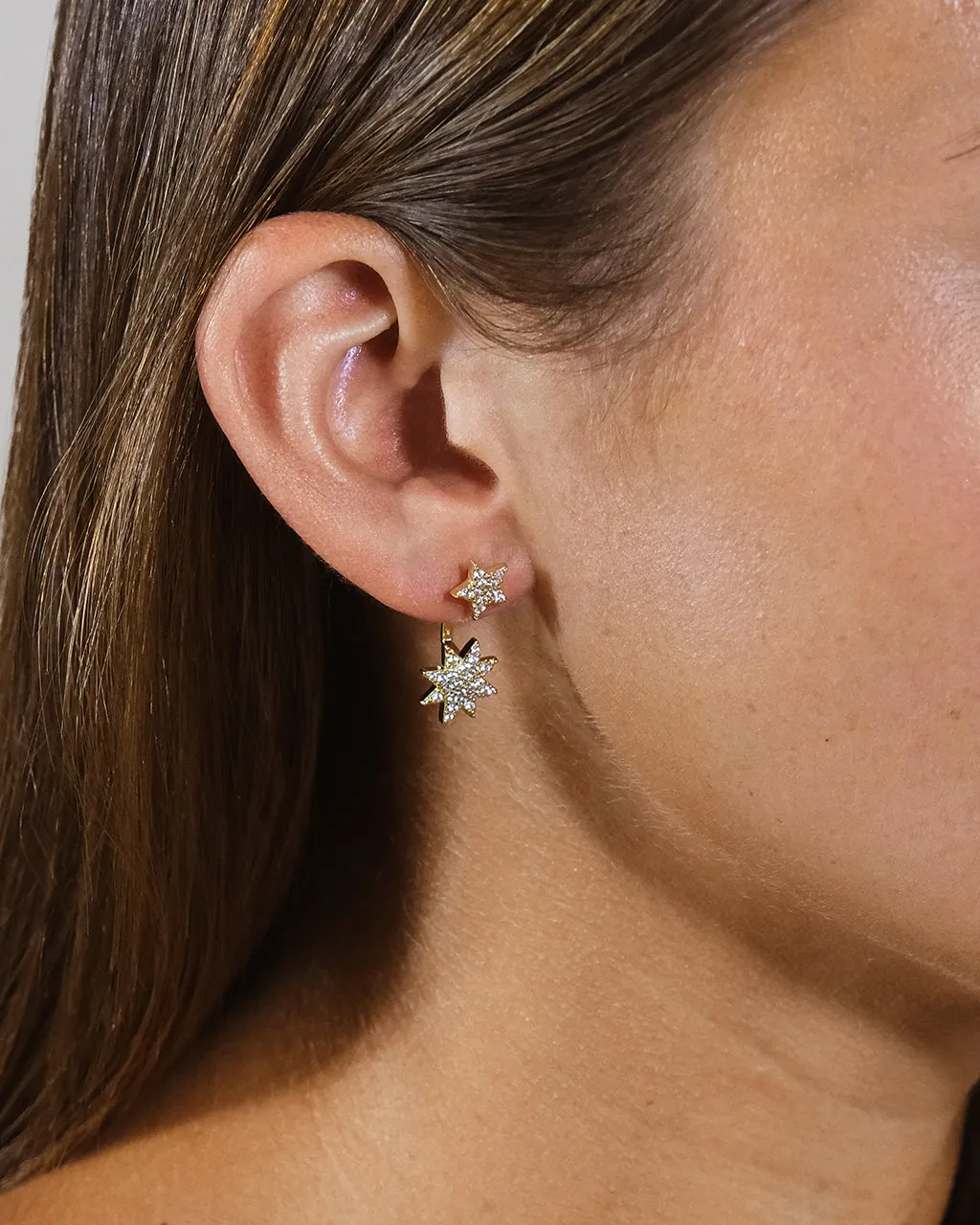 CZ Starburst Jacket Earrings