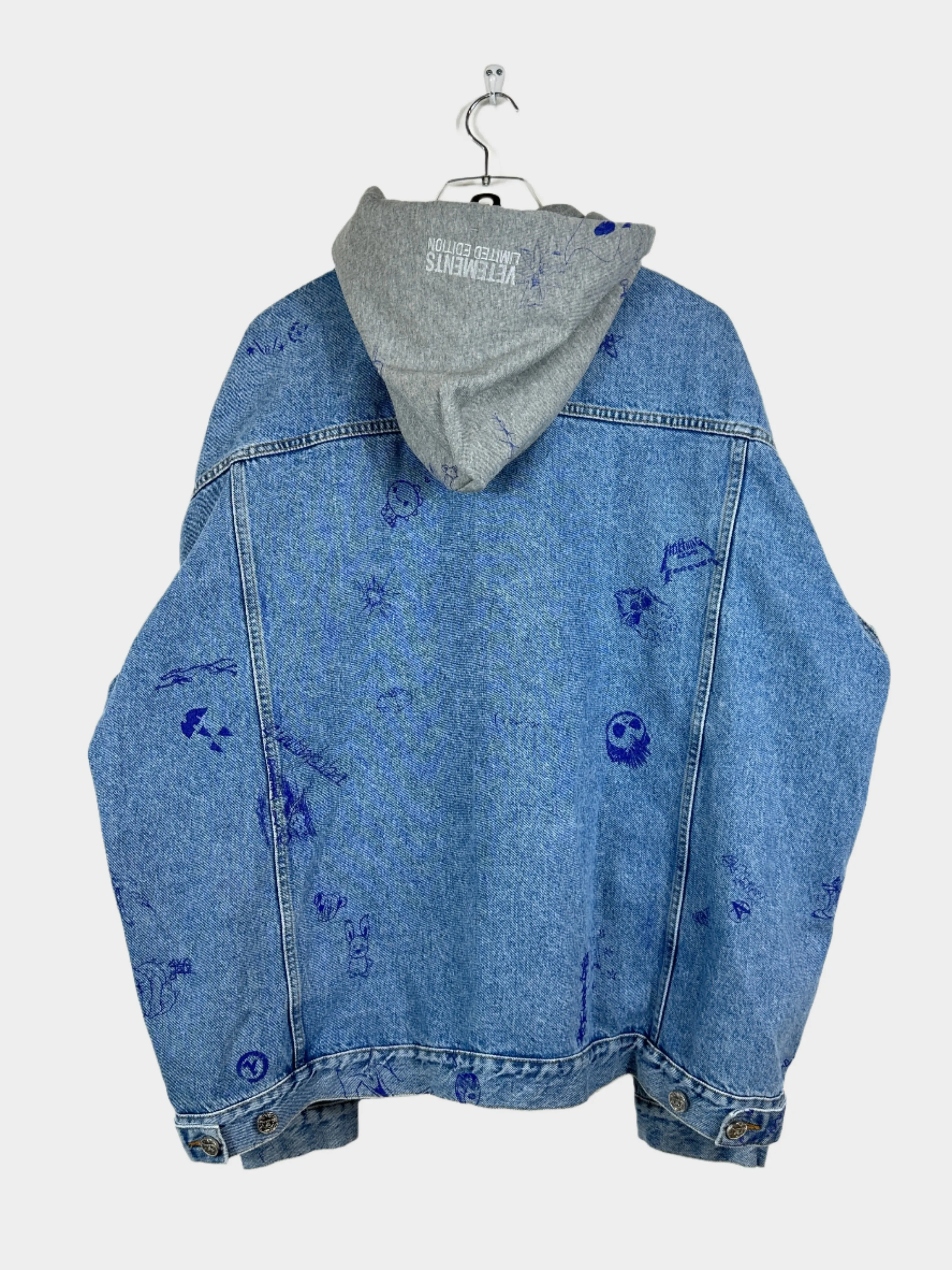 Denim Scribbled Hoodie Jacket