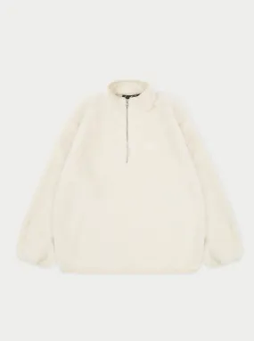 EMBLEM BORG QUARTER ZIP FUNNEL NECK JUMPER - OFF WHITE