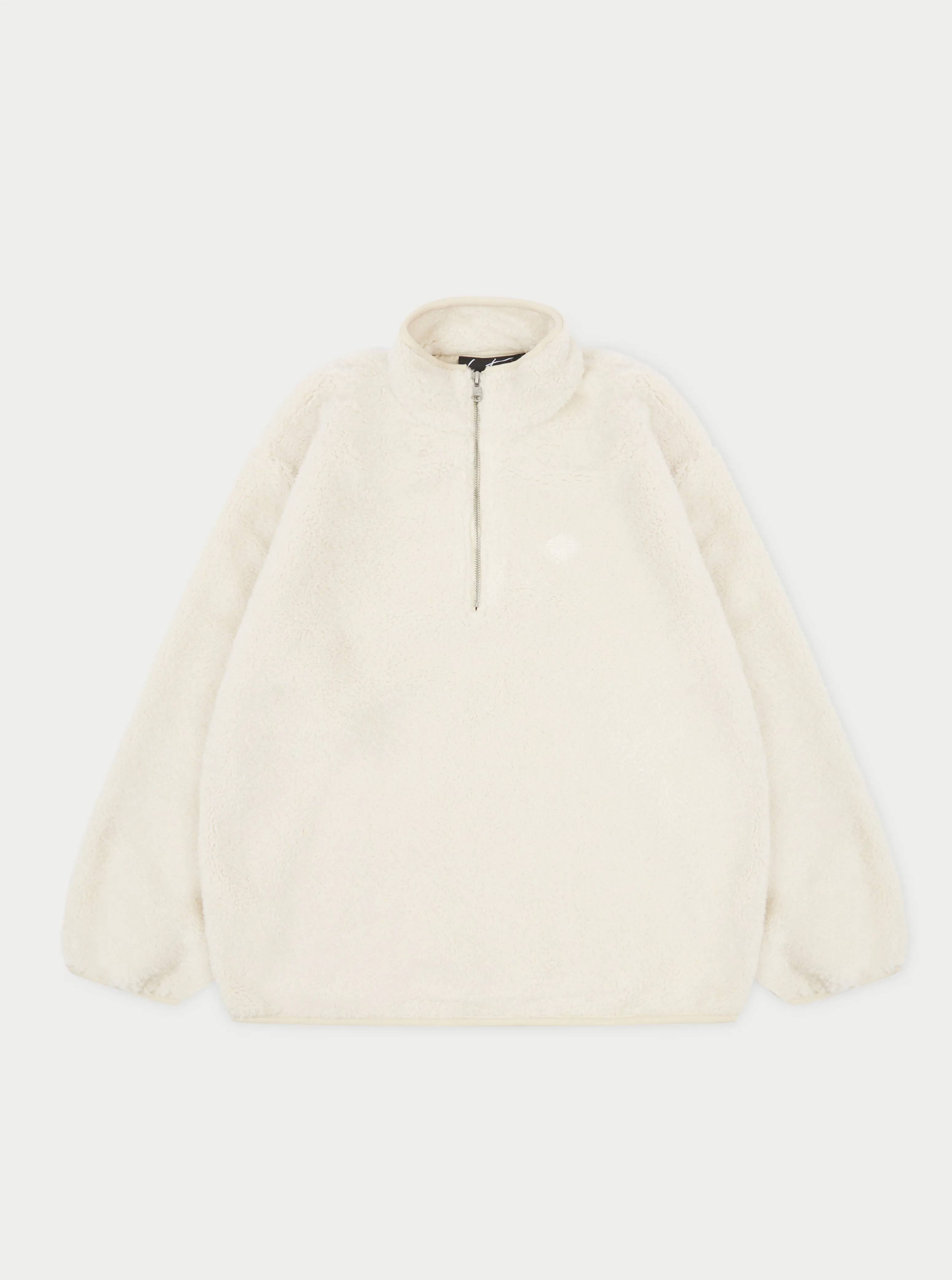 EMBLEM BORG QUARTER ZIP FUNNEL NECK JUMPER - OFF WHITE