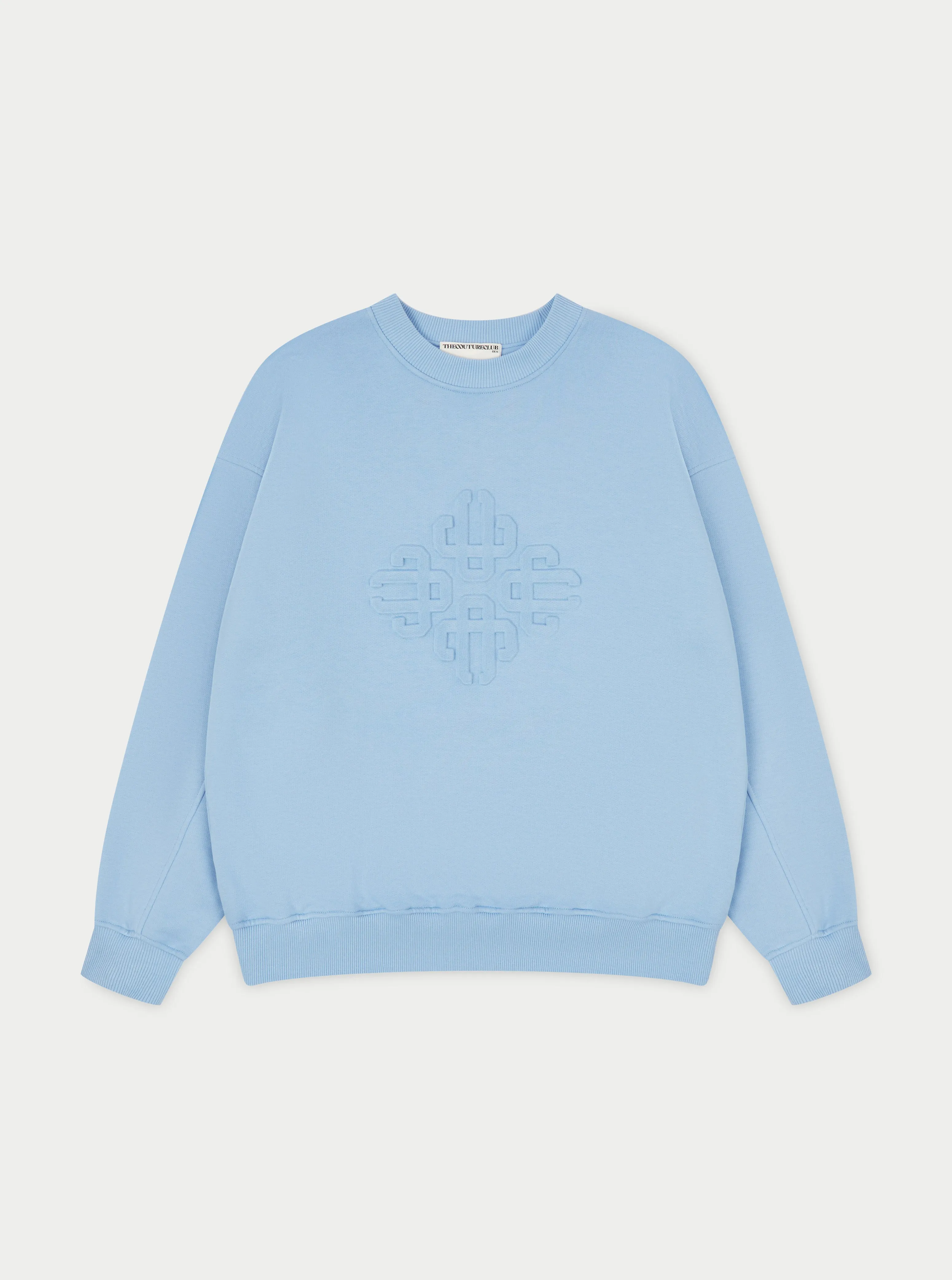 EMBLEM EMBOSSED OVERSIZED CREW - BLUE