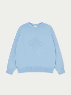 EMBLEM EMBOSSED OVERSIZED CREW - BLUE