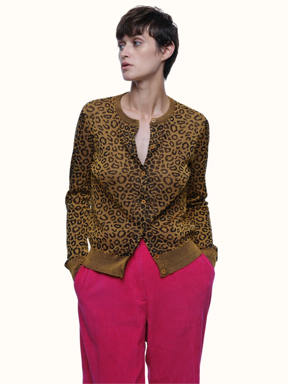 Emily Leopard Cardigan in Organic Cotton