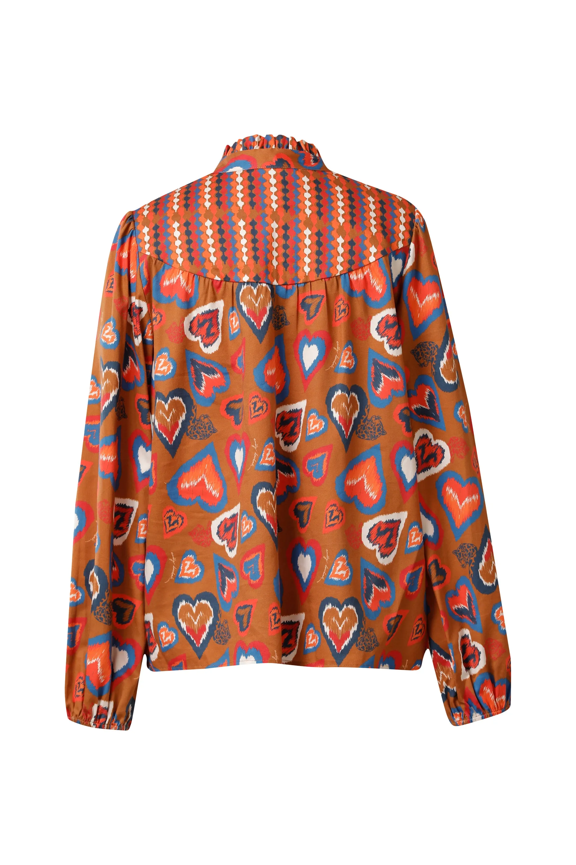 Emily Lovelock Nut Cotton Satin Stencel Heart Top