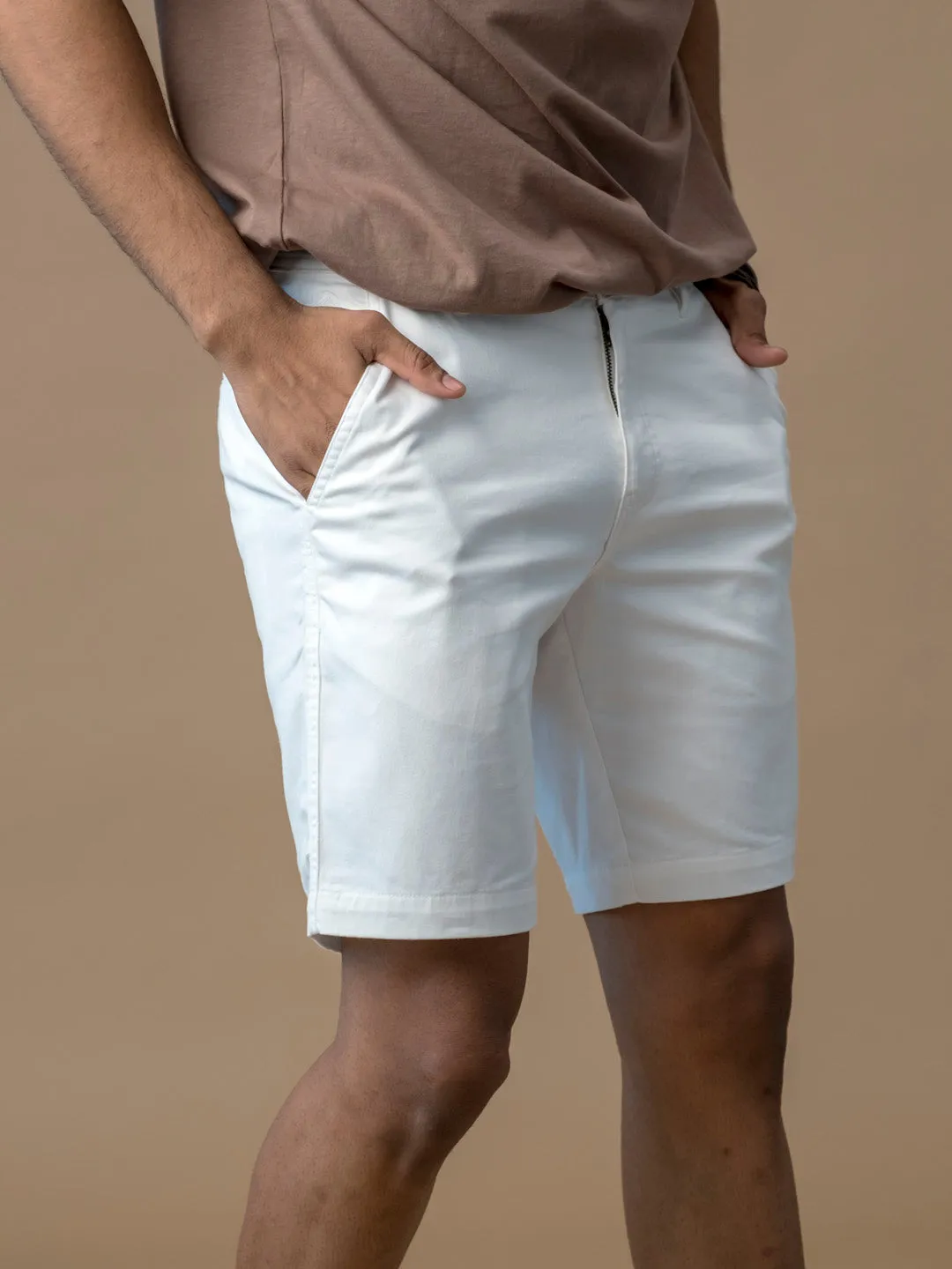 Essential Stretch Cotton White Shorts - Stroll