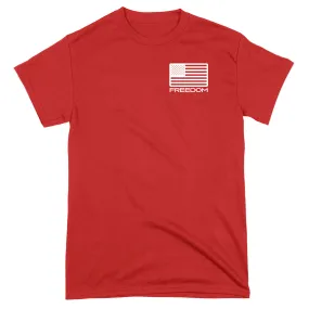 Freedom Wht Flag Chest Seal Patriotic Red Tee