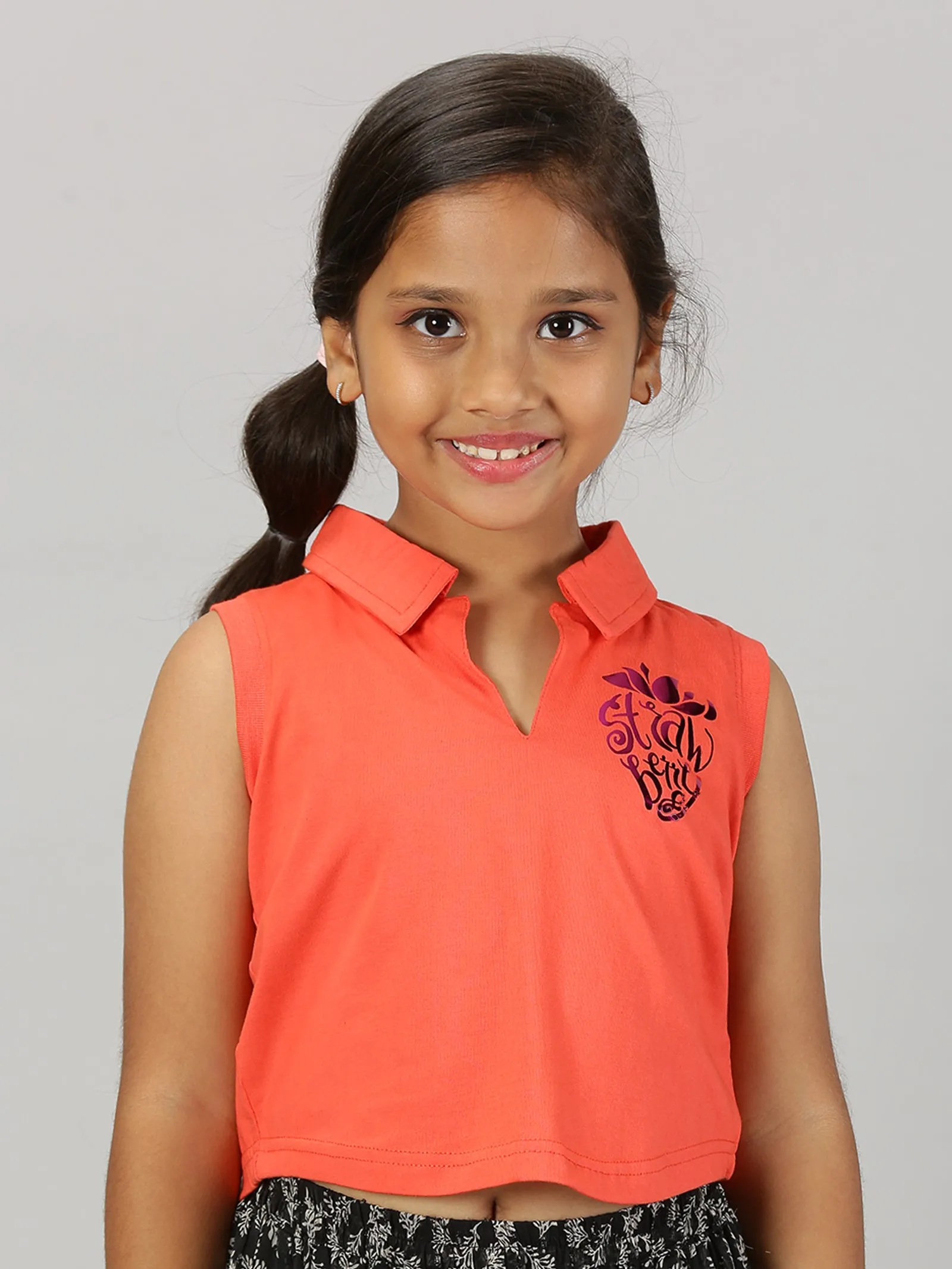 Girls Cropped Polo Tee